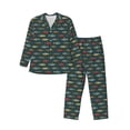 thumbnail image 1 of Yiaed River Freshwater Fish Print Men’s Pajamas Set - Long Sleeve Button Down Sleep Shirt and Pajama Bottoms Sleepwear Set Mens Pjs Sets Men's Pajama Bottoms-, 1 of 7