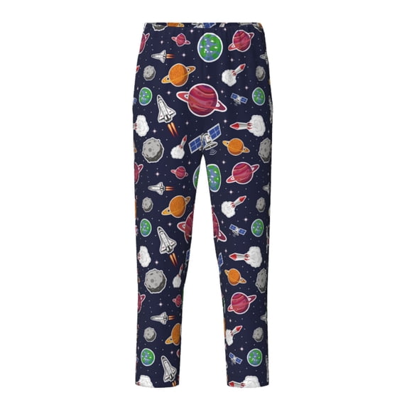 Yiaed Rocket Satellite Print Teenagers' Lounge Pants, Loose PJ Bottoms, Long Pajama Pants for Men-Large
