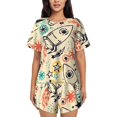 thumbnail image 1 of Yiaed Rockets Print Short Sleeve Pajama Sets for Women Casual Crew Neck 2 Piece Lounge Sets Women's Short-Sleeved Pajama-Medium, 1 of 5