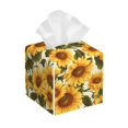 thumbnail image 1 of Yiaed Romantic Elegant Sunflower Print Tissue Box Cover, PU Leather Decorative Organizer for Tabletop, Bathroom, Car, Office Creative Decorative, 1 of 7