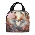 thumbnail image 1 of Yiaed Romantic Flower Fox Print Insulated Lunch Bag Reusable Cute Tote Lunch Box, Leakproof Cooler Lunch Bags for Work Office Travel School Picnic, 1 of 5