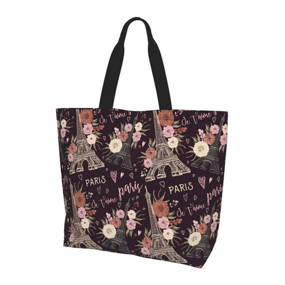 Yiaed Romantic Paris Print Handbag for Women Tote Purse Shoulder Bag Large Fashion Hobo Purse Handbag Shopping Tote