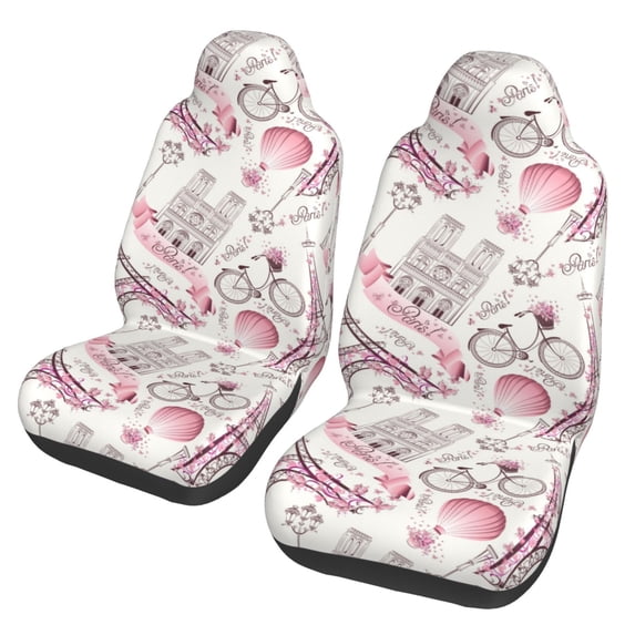 Yiaed Romantic Travel In Paris Print Car Seat Covers,Universal Auto Seats Protector Fits for Car,SUV Sedan,Truck,Automotive Seat Covers & Accessories(Two packs)