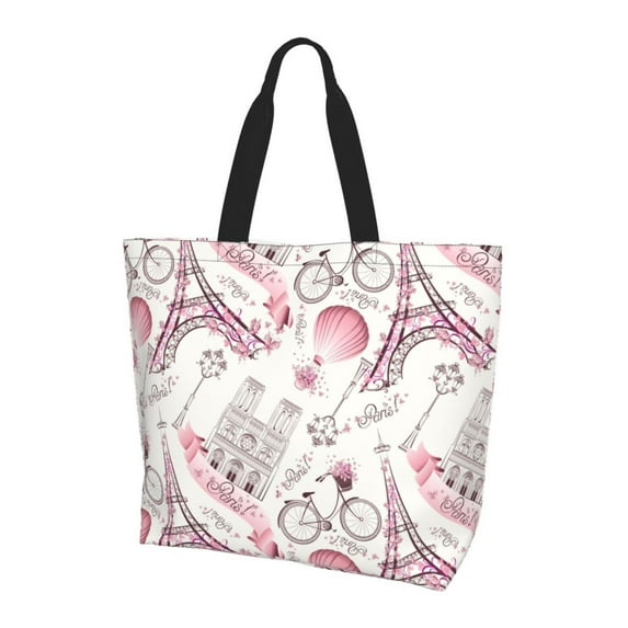 Yiaed Romantic Travel In Paris Print Handbag for Women Tote Purse Shoulder Bag Large Fashion Hobo Purse Handbag Shopping Tote