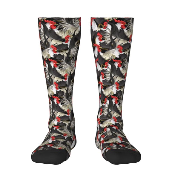 Yiaed Roosters 2 Print Great elasticity Adult Stockings Sports socks for Men and Women