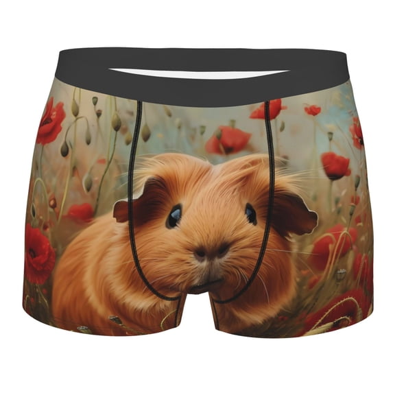 Yiaed Rose Cute Guinea Pig Print Men's Soft Cotton Boxer Shorts Breathable Boxers Underwear Moisture-Wicking Underwear Stretch Boxer Briefs for Man-Small