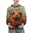 thumbnail image 1 of Yiaed Rose Cute Guinea Pig Print Womens Casual Hoodies Crew Neck Long Sleeve Sweatshirts With Pocket Pullover Tops Women's Hooded Sweatshirt-X-Large, 1 of 5