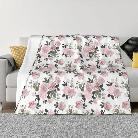 Yiaed Rose Flowers Print Blanket Throw Blanket Soft Cozy Flannel Blanket for Home Bed Sofa Couch Chair-40"x30"