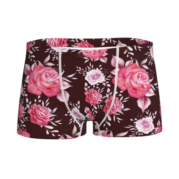Yiaed Rose Flowers Print Boys' Boxer Briefs Cotton Casual Stretch Comfort Boys Boxers - Kids Boxer Briefs Underwear for Boys (6-18)-Small