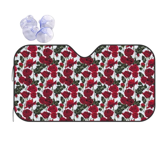 Yiaed Rose Flowers Print Car Windshield Sunshade Front Auto Car Front Window Sun Shade Foldable Sun Visor Shield Cover Auto Accessories for Sedan SUV Truck-Small