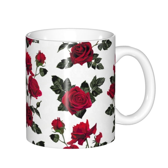 Yiaed Rose Flowers Print Ceramics Coffee,Large Handle Design,Extra Large Tea and Coffee Cup for Office and Home Mugs