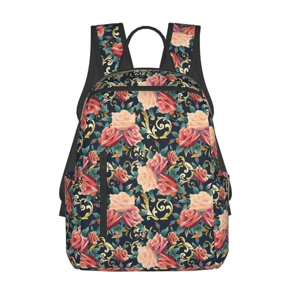 Yiaed Rose Flowers Print Lightweight Backpack Travel Backpacks Hiking Daypack for Women Men