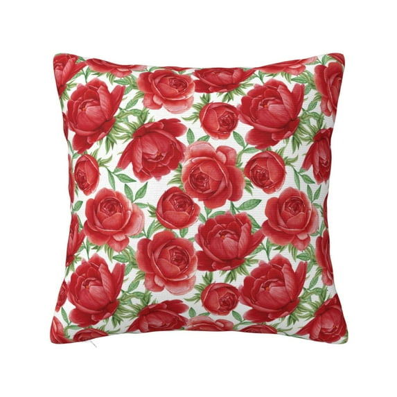 Yiaed Rose Flowers Print Pillow Covers Super Soft Decorative Square Throw Pillow Covers Case Cushion Covers for Sofa Couch Bedroom Car Decor(No pillow core)-18"x18"