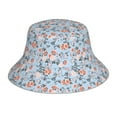 thumbnail image 1 of Yiaed Rose Flowers Print Reflective Stripe Bucket Hat Unisex Funny Outdoor Fisherman Cap Beach Sun Hat, 1 of 5