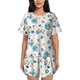 thumbnail image 1 of Yiaed Rose Flowers Print Short Sleeve Pajama Sets for Women Casual Crew Neck 2 Piece Lounge Sets Women's Short-Sleeved Pajama-X-Large, 1 of 5