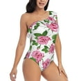 thumbnail image 1 of Yiaed Rose Flowers Print Women One Piece Swimsuits Tummy Control One Shoulder Bathing Suits Pattern Ruffle Swimwear-Large, 1 of 8