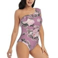thumbnail image 1 of Yiaed Rose Flowers Print Women One Piece Swimsuits Tummy Control One Shoulder Bathing Suits Pattern Ruffle Swimwear-Small, 1 of 8