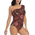 thumbnail image 1 of Yiaed Rose Flowers Print Women One Piece Swimsuits Tummy Control One Shoulder Bathing Suits Pattern Ruffle Swimwear-Small, 1 of 1