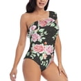 thumbnail image 1 of Yiaed Rose Flowers Print Women One Piece Swimsuits Tummy Control One Shoulder Bathing Suits Pattern Ruffle Swimwear-X-Large, 1 of 8
