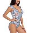 thumbnail image 1 of Yiaed Rose Flowers Print Women's Ruffled One Piece Swimsuit V Neck Swimwear Slimming Monokini for Woman-Small, 1 of 1