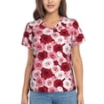 thumbnail image 1 of Yiaed Rose Print Women's T Shirt V-Neck Short Sleeve Shirt Casual Breathable Tee Summer Tops-X-Large, 1 of 1