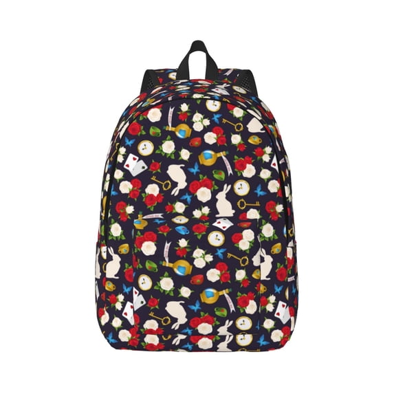 Yiaed Rose Rabbit Print Backpack, Premium Laptop Backpack, Travel Backpack for Women, Lightweight Backpacks, Comfortable Back Pack-Medium