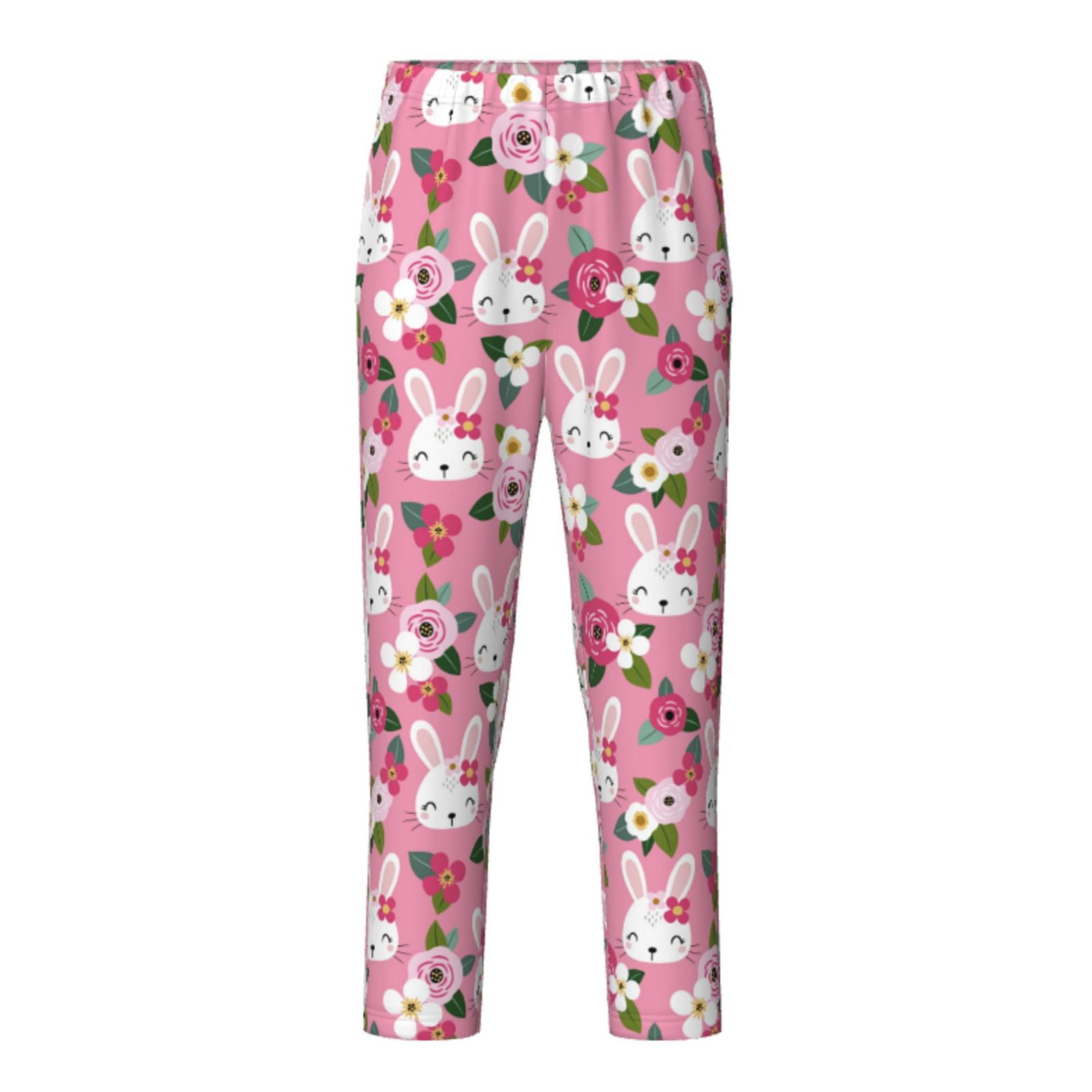 Pj Rabbit Yiaed Rose Rabbit Print Teenagers' Lounge Pants, Loose PJ Bottoms, Long ...