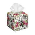 thumbnail image 1 of Yiaed Roses Mixed Zebra Print Tissue Box Cover, PU Leather Decorative Organizer for Tabletop, Bathroom, Car, Office Creative Decorative, 1 of 7