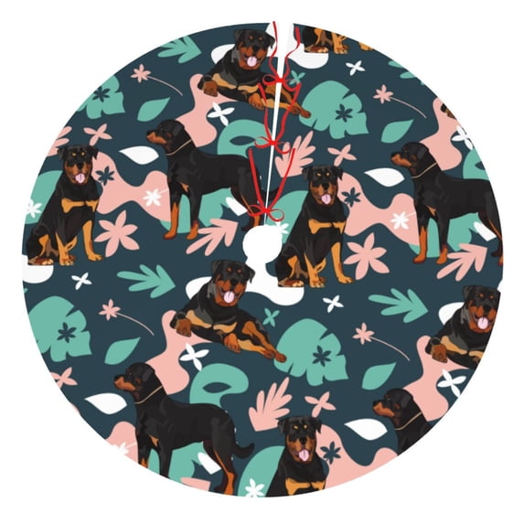 Yiaed Rottweiler Print Christmas Tree Skirt , Tree SkirtsTree Mat for Christmas Winter Holiday Indoor Decorations-36"