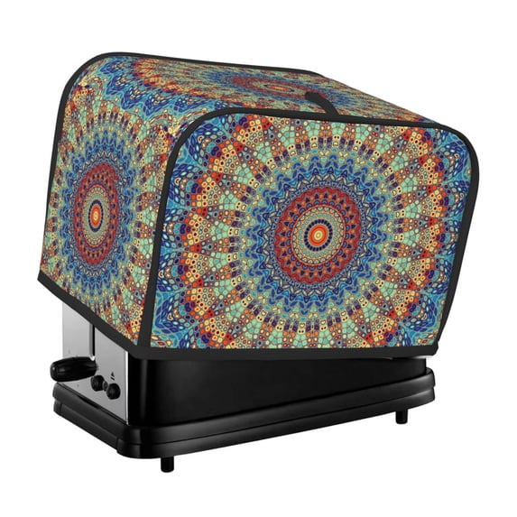 Yiaed Round Mandala Print Two Slice Bread Machine Cover, Universal Size Kitchen Appliance Cover for Bread Machine,Bread Machine Cover