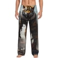 thumbnail image 1 of Yiaed Ruins Tiger Warrior Print Men's Lounge Pants, Loose PJ Bottoms, Long Pajama Pants for Men-Large, 1 of 5