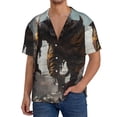 thumbnail image 1 of Yiaed Ruins Tiger Warrior Print Mens Casual Wrinkle Free Shirts Short Sleeve Button Down Summer Stretch Dress Shirt-X-Large, 1 of 5