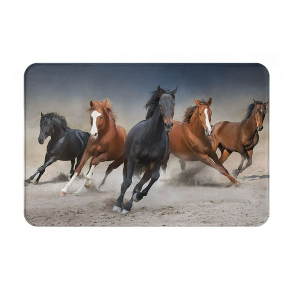 Yiaed Running Horses Print Flannel Doormat Mat Outdoor Indoor Door Mats,Welcome Matt Outdoor Front Door Mat Doormat Outdoor Mat Outdoor Mat,16"x24"