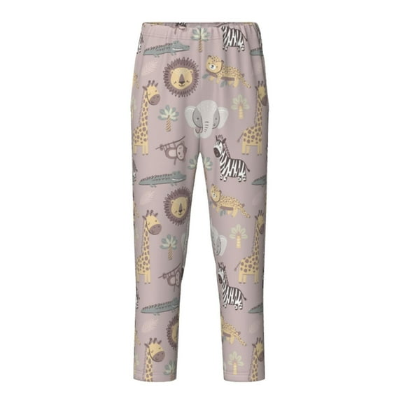 Yiaed Safari Animals Print Teenagers' Lounge Pants, Loose PJ Bottoms, Long Pajama Pants for Men-Medium