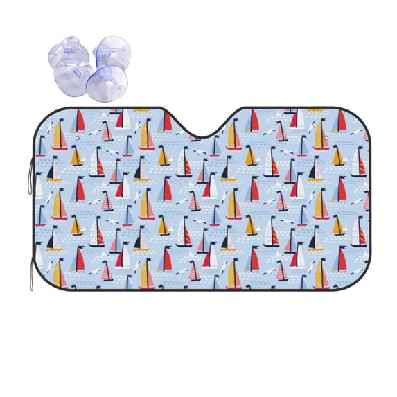 Yiaed Sailboats And Seagulls Print Car Windshield Sunshade Front Auto Car Front Window Sun Shade Foldable Sun Visor Shield Cover Auto Accessories for Sedan SUV Truck-Medium