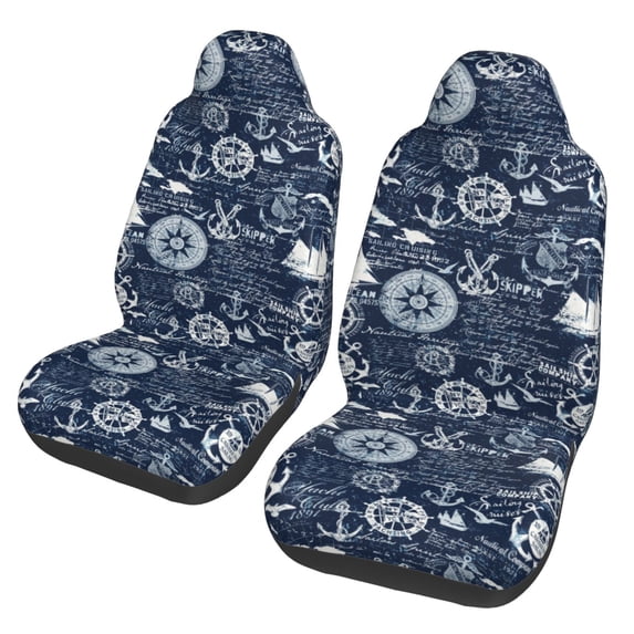 Yiaed Sailing Cruises Nautical Print Car Seat Covers,Universal Auto Seats Protector Fits for Car,SUV Sedan,Truck,Automotive Seat Covers & Accessories(Two packs)