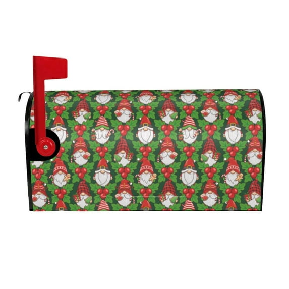 Yiaed Santa Claus And Gnomes Print Mailbox Covers, Magnetic Mailbox Cover, Mail Box Covers for Garden Outdoor Decor Box Covers-21x18 in