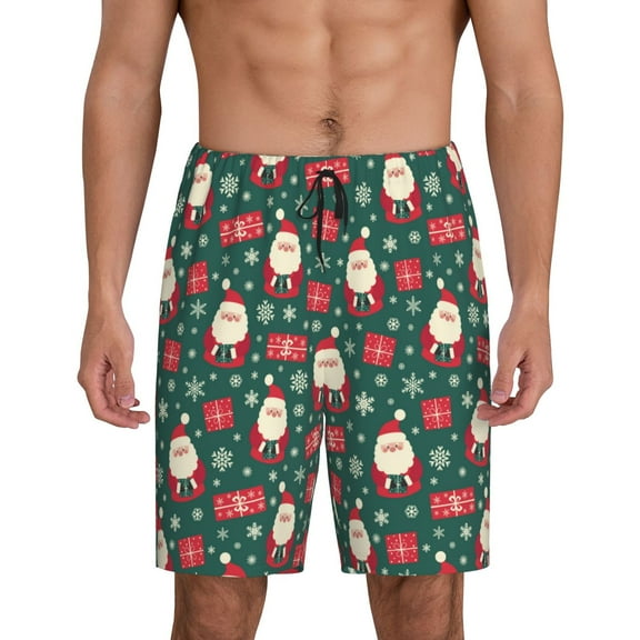 Yiaed Santa Claus for Men's Soft Sleep Pajama Short Lounging Pajama Shorts-Medium