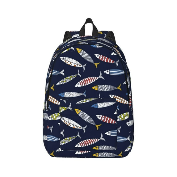 Yiaed Sardine Print Backpack, Premium Laptop Backpack, Travel Backpack for Women, Lightweight Backpacks, Comfortable Back Pack-Medium