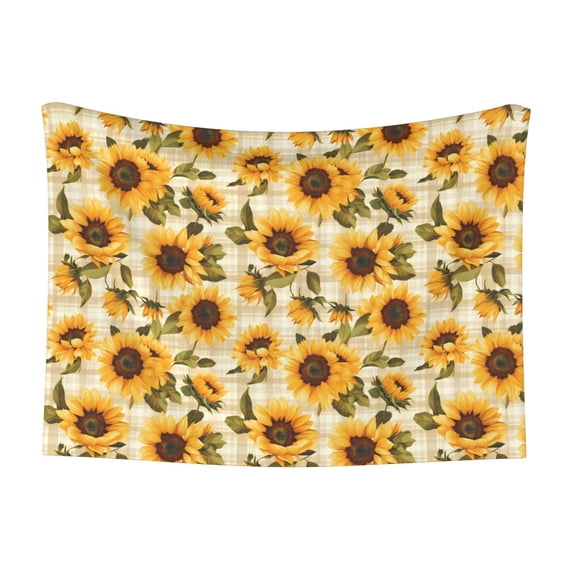 Yiaed Scottish Plaid Sunflower Print Dog Blankets-Cat Blanket Washable for Couch Protection,Puppy Blanket, Soft Plush Reversible Throw Furniture Protector-Small