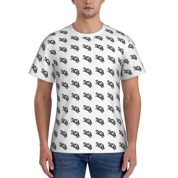 Yiaed SeTurtle27 Print Mens Short Sleeve Tight Fit T-Shirt, Crewneck Casual Tee-Large