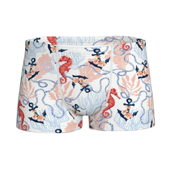 Yiaed Sea Horse And Corals Print Boys' Boxer Briefs Cotton Casual Stretch Comfort Boys Boxers - Kids Boxer Briefs Underwear for Boys (6-18)-Large