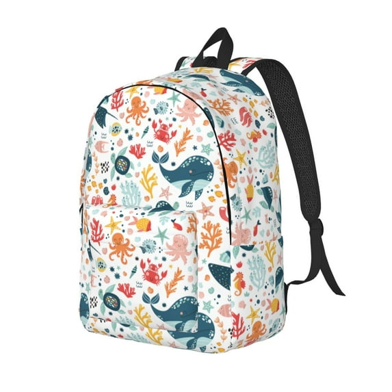 Yiaed Sea Life 1 Print Print Laptop Backpack Travel Canvas Backpack Vintage Aesthetic Backpack for School Knapsack Backpack Backpack for School-