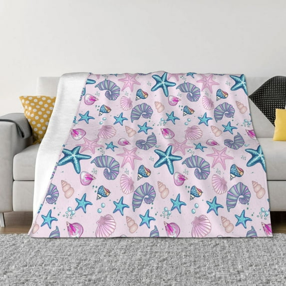 Yiaed Sea Shells 3 Print Blanket Throw Blanket Soft Cozy Flannel Blanket for Home Bed Sofa Couch Chair-60"x50"