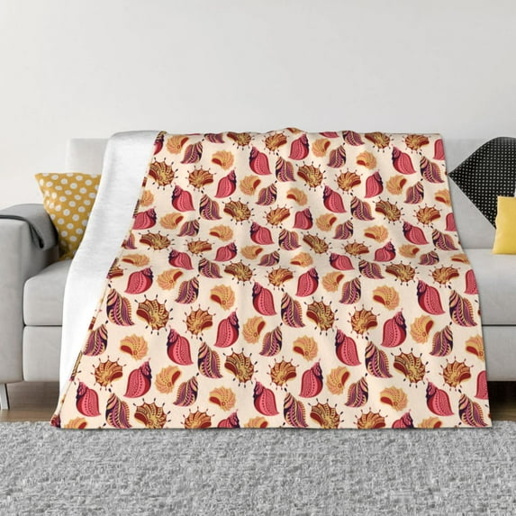Yiaed Sea Shells Print Blanket Throw Blanket Soft Cozy Flannel Blanket for Home Bed Sofa Couch Chair-60"x50"