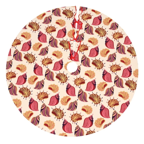 Yiaed Sea Shells Print Christmas Tree Skirt , Tree SkirtsTree Mat for Christmas Winter Holiday Indoor Decorations-36"