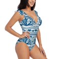 thumbnail image 1 of Yiaed Sea Underwater Jellyfish Print Women's Ruffled One Piece Swimsuit V Neck Swimwear Slimming Monokini for Woman-X-Large, 1 of 8