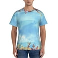 thumbnail image 1 of Yiaed Sea and Fish Print Mens Short Sleeve Tight Fit T-Shirt, Crewneck Casual Tee-X-Large, 1 of 5