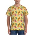 thumbnail image 1 of Yiaed Sea and Sand Print Mens Short Sleeve Tight Fit T-Shirt, Crewneck Casual Tee-Large, 1 of 5