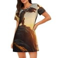 thumbnail image 1 of Yiaed Seaside Sunset Cool Dragon Print Women's Loose-Fit Short Sleeve Nightgown, Soft and Comfortable Sleep Dress for Relaxation and Sleepwear, 1 of 6